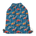 Koi Fish Pattern Print Drawstring Bag