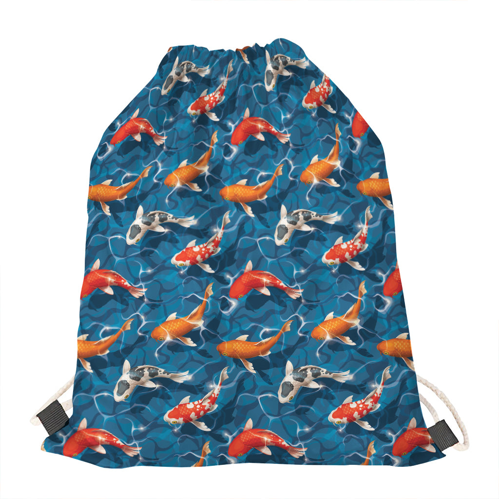 Koi Fish Pattern Print Drawstring Bag