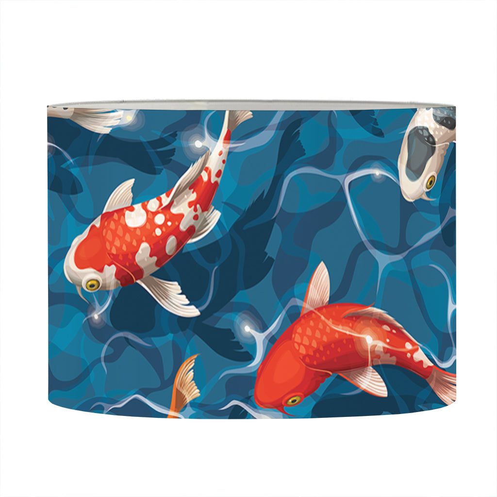 Koi Fish Pattern Print Drum Lamp Shade
