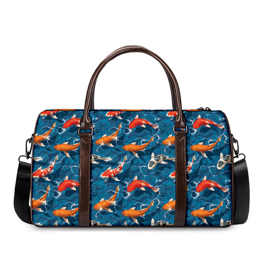 Koi Fish Pattern Print Duffle Bag