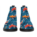 Koi Fish Pattern Print Flat Ankle Boots