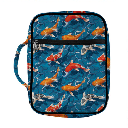Koi Fish Pattern Print Front Pocket Bible Bag