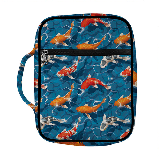 Koi Fish Pattern Print Front Pocket Bible Bag