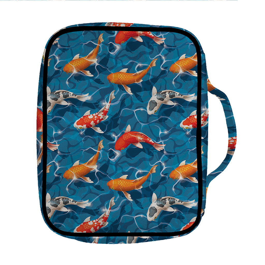 Koi Fish Pattern Print Front Pocket Bible Bag