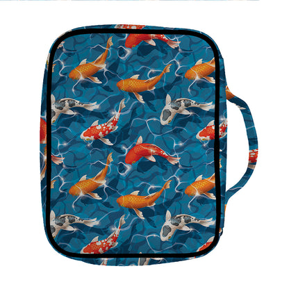Koi Fish Pattern Print Front Pocket Bible Bag