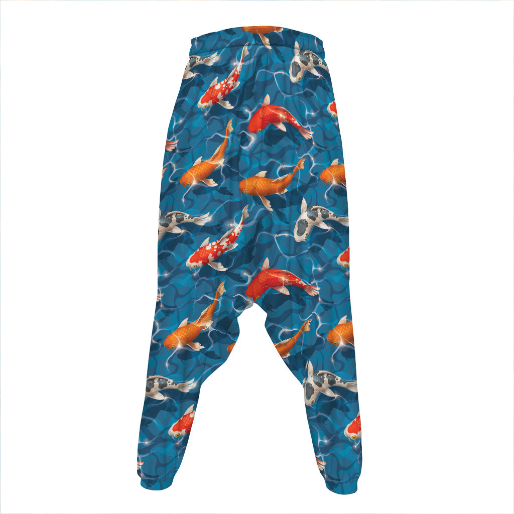 Koi Fish Pattern Print Hammer Pants