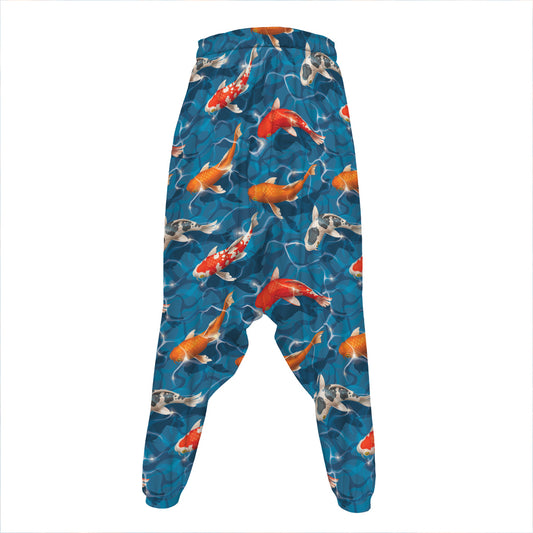 Koi Fish Pattern Print Hammer Pants