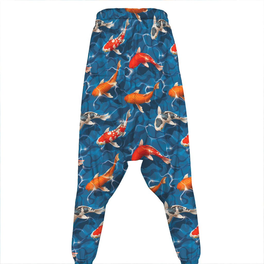 Koi Fish Pattern Print Hammer Pants