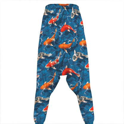 Koi Fish Pattern Print Hammer Pants