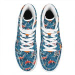 Koi Fish Pattern Print High Top Leather Sneakers