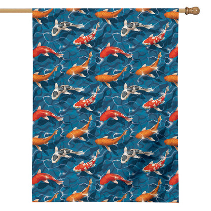 Koi Fish Pattern Print House Flag