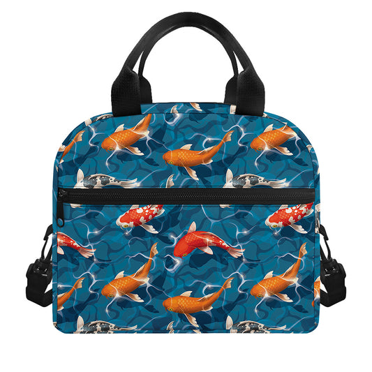Koi Fish Pattern Print Insulated Lunch Bag