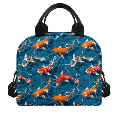 Koi Fish Pattern Print Insulated Lunch Bag