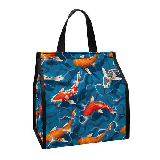 Koi Fish Pattern Print Insulated Lunch Tote