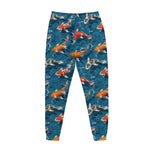 Koi Fish Pattern Print Jogger Pants