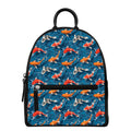 Koi Fish Pattern Print Leather Backpack