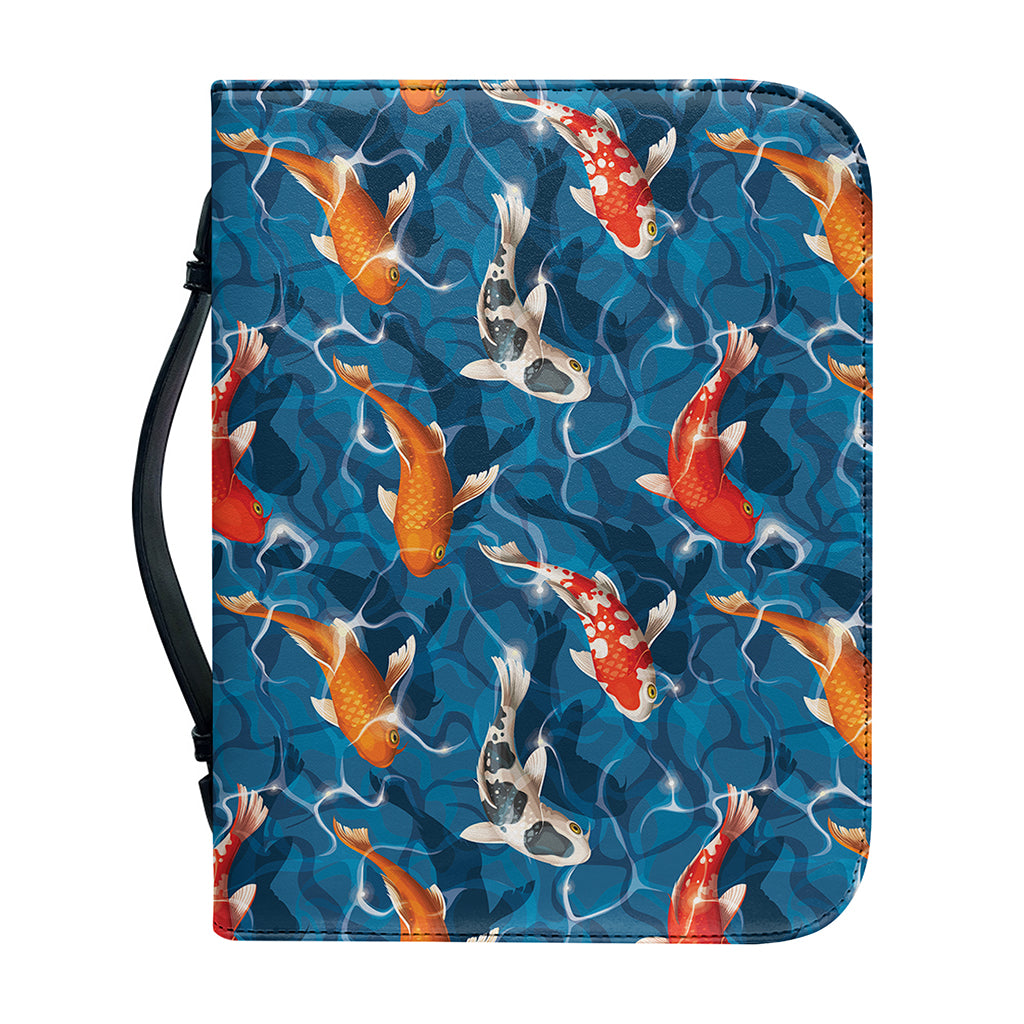 Koi Fish Pattern Print Leather Bible Cover