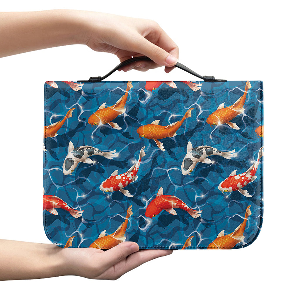 Koi Fish Pattern Print Leather Bible Cover