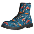 Koi Fish Pattern Print Lace-Up Boots