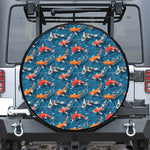 Koi Fish Pattern Print Leather Spare Tire Cover
