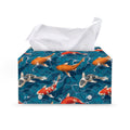 Koi Fish Pattern Print Leather Tissue Box Cover