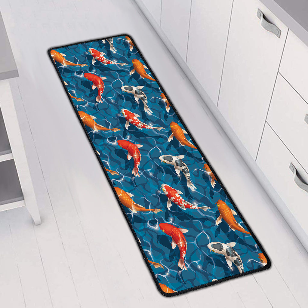 Koi Fish Pattern Print Long Kitchen Mat