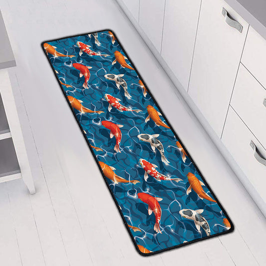 Koi Fish Pattern Print Long Kitchen Mat