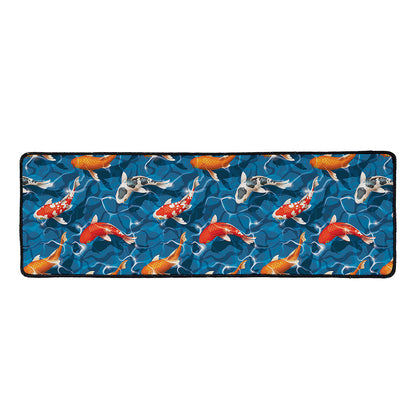 Koi Fish Pattern Print Long Kitchen Mat