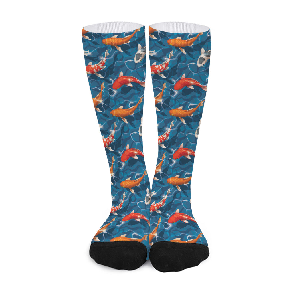 Koi Fish Pattern Print Long Socks