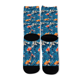 Koi Fish Pattern Print Long Socks