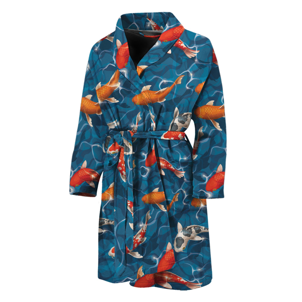 Koi Fish Pattern Print Men's Bathrobe