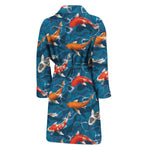 Koi Fish Pattern Print Men's Bathrobe