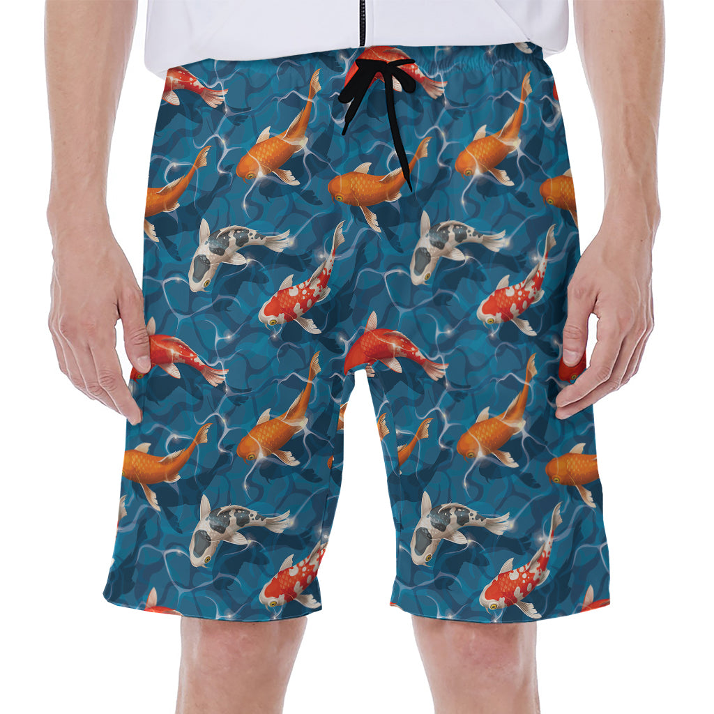 Koi Fish Pattern Print Men's Beach Shorts