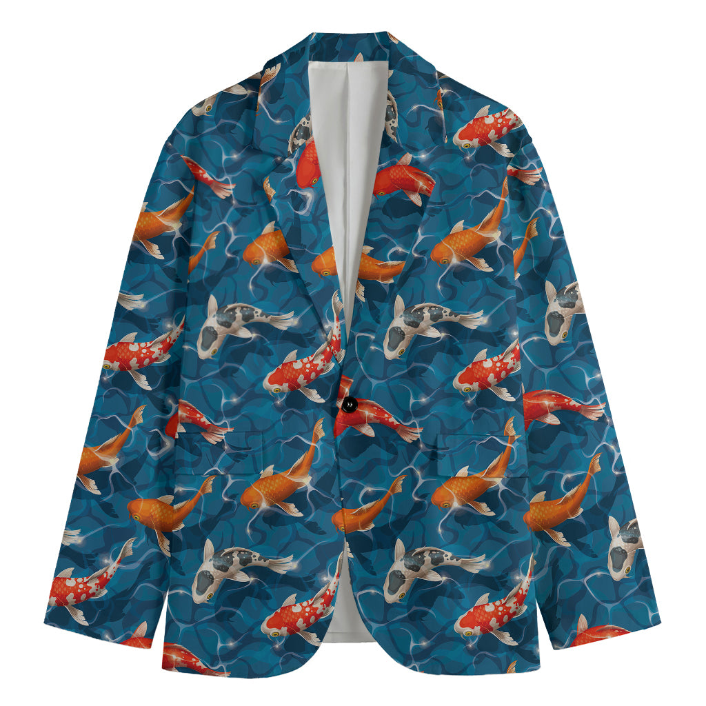 Koi Fish Pattern Print Men's Blazer