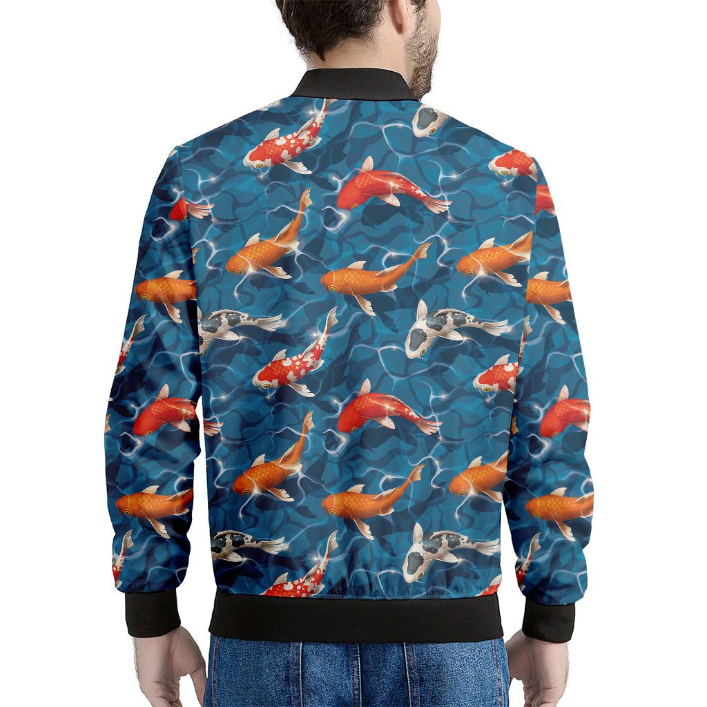 Koi Fish Pattern Print Men's Bomber Jacket