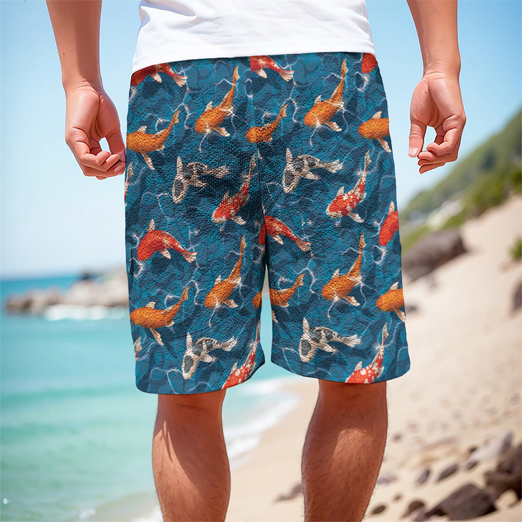 Koi Fish Pattern Print Men's Cargo Shorts