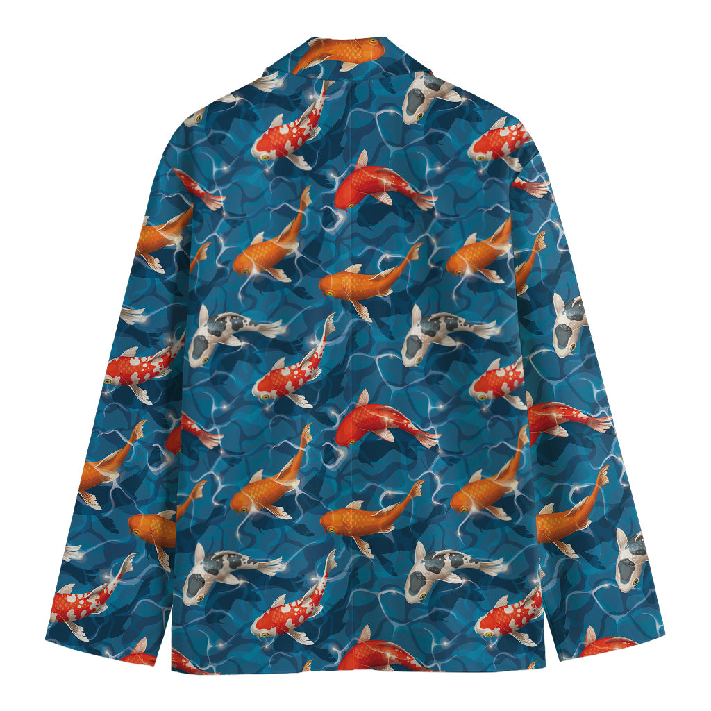 Koi Fish Pattern Print Men's Cotton Blazer
