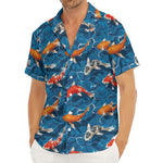Koi Fish Pattern Print Men's Deep V-Neck Shirt