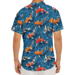 Koi Fish Pattern Print Men's Deep V-Neck Shirt