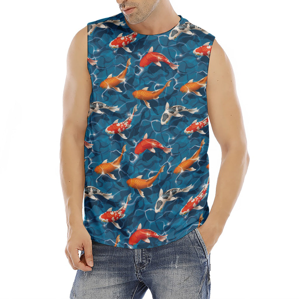Koi Fish Pattern Print Men's Fitness Tank Top