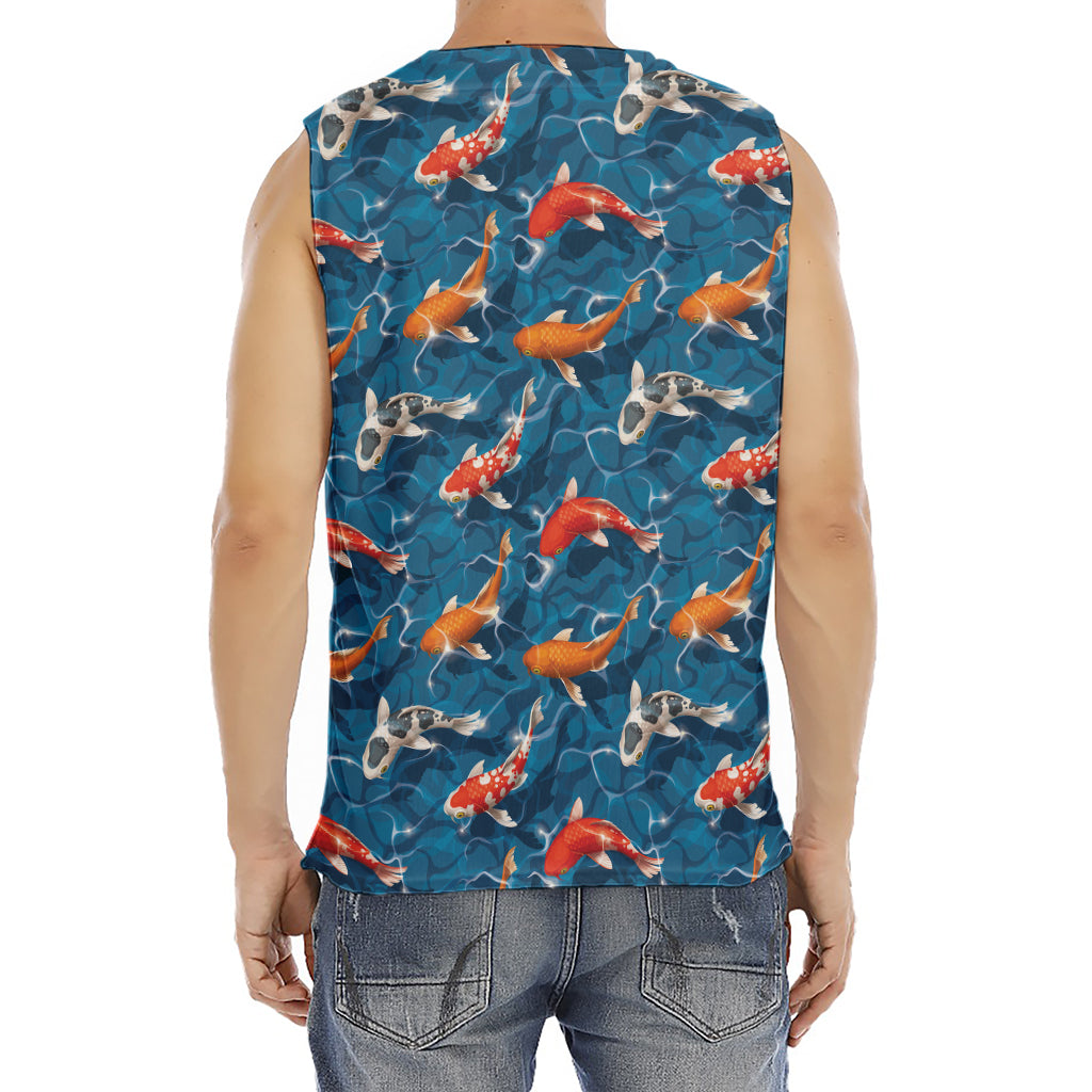 Koi Fish Pattern Print Men's Fitness Tank Top