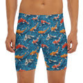 Koi Fish Pattern Print Men's Long Boxer Briefs