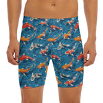 Koi Fish Pattern Print Men's Long Boxer Briefs