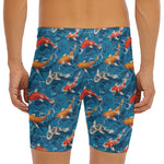 Koi Fish Pattern Print Men's Long Boxer Briefs