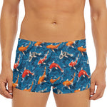 Koi Fish Pattern Print Men's Short Boxer Briefs