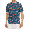 Koi Fish Pattern Print Men's Short Sleeve Rash Guard