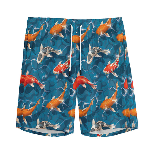 Koi Fish Pattern Print Men's Sports Shorts