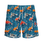 Koi Fish Pattern Print Men's Sports Shorts