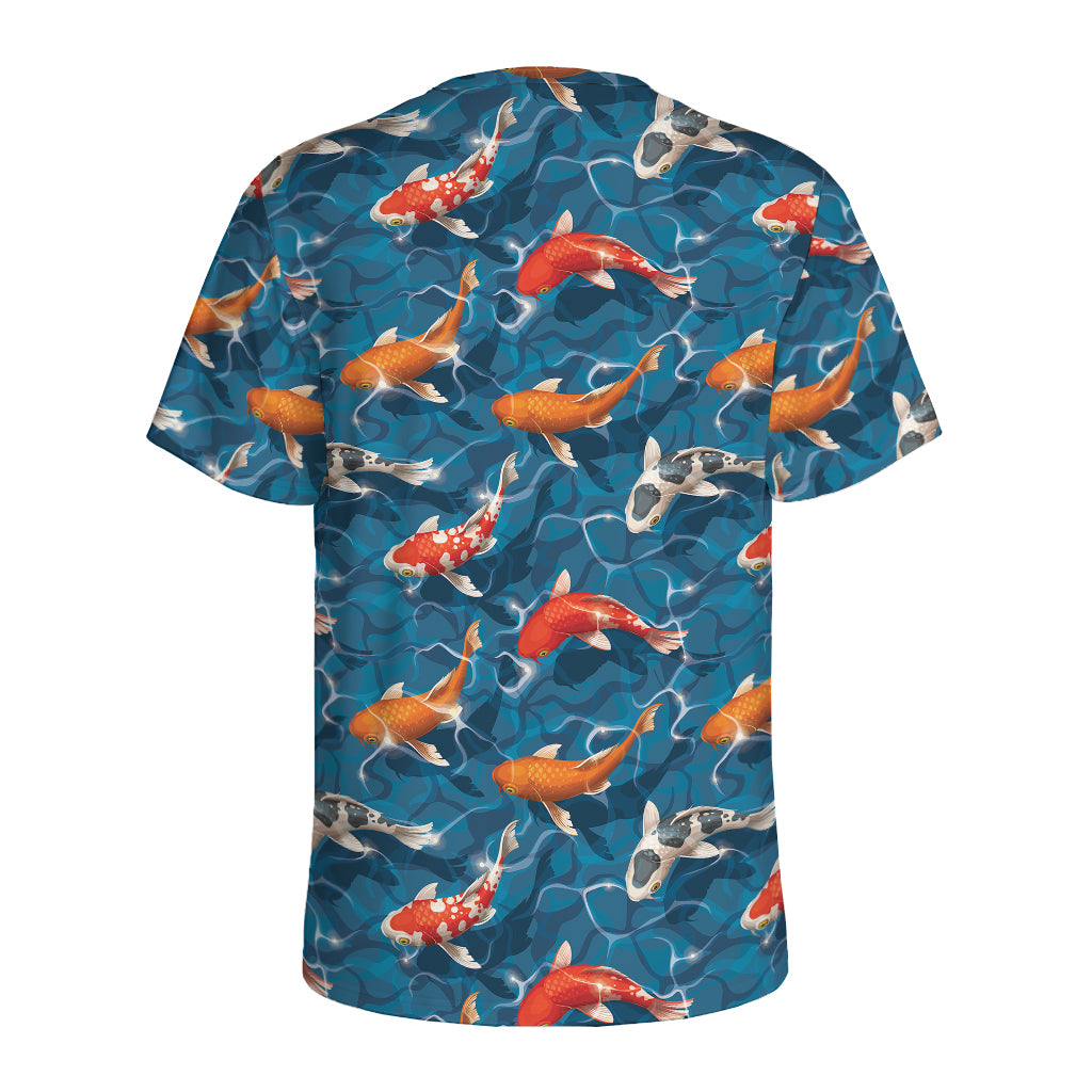 Koi Fish Pattern Print Men's Sports T-Shirt