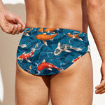 Koi Fish Pattern Print Men's Swim Briefs